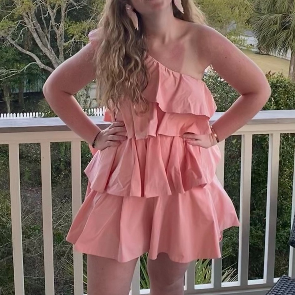 Zara tiered one shoulder dress
